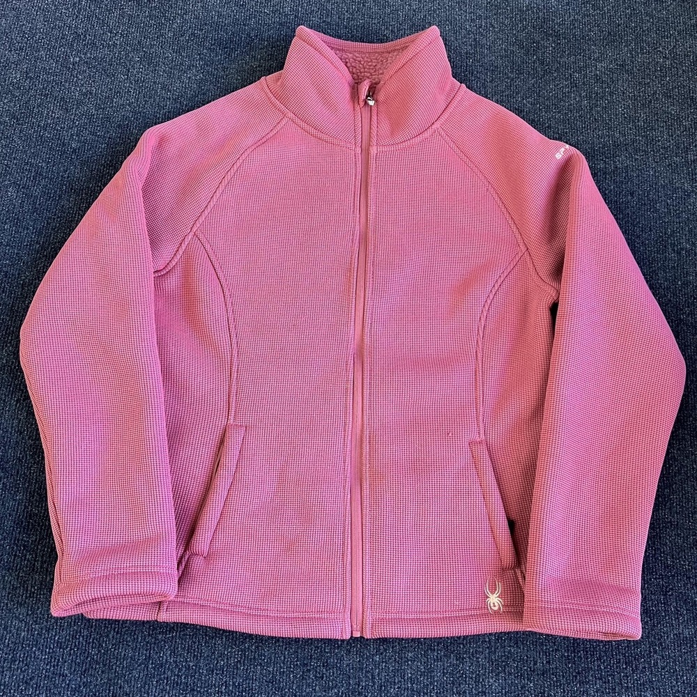 Spyder Fleece Jacket Womens Large Pink Full Zip Waffle Sherpa Lined Outdoor